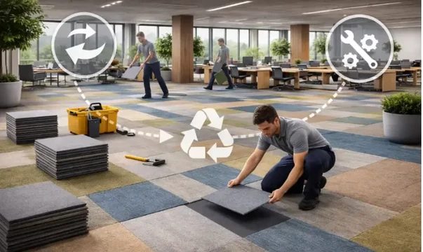 Instalación y tiempos de intervención de alfombras modulares y tradicionales