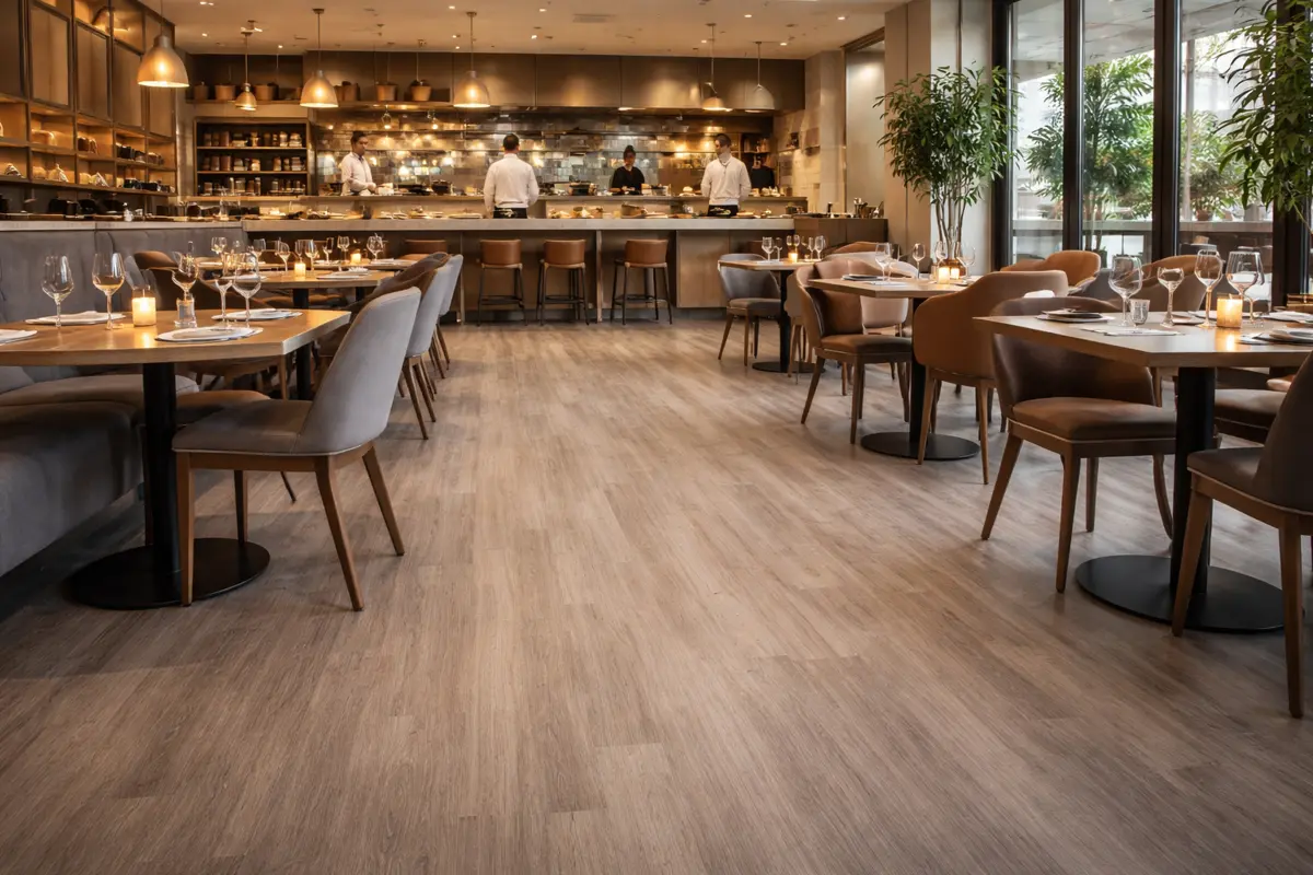 Piso vinílico instalado en un restaurante
